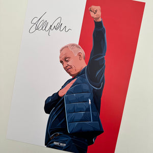 Steve Cooper punch salute Nottingham Forest signed A3 print