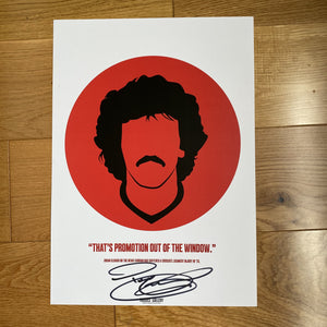 Terry Curran Nottingham Forest winger signed A3 print 