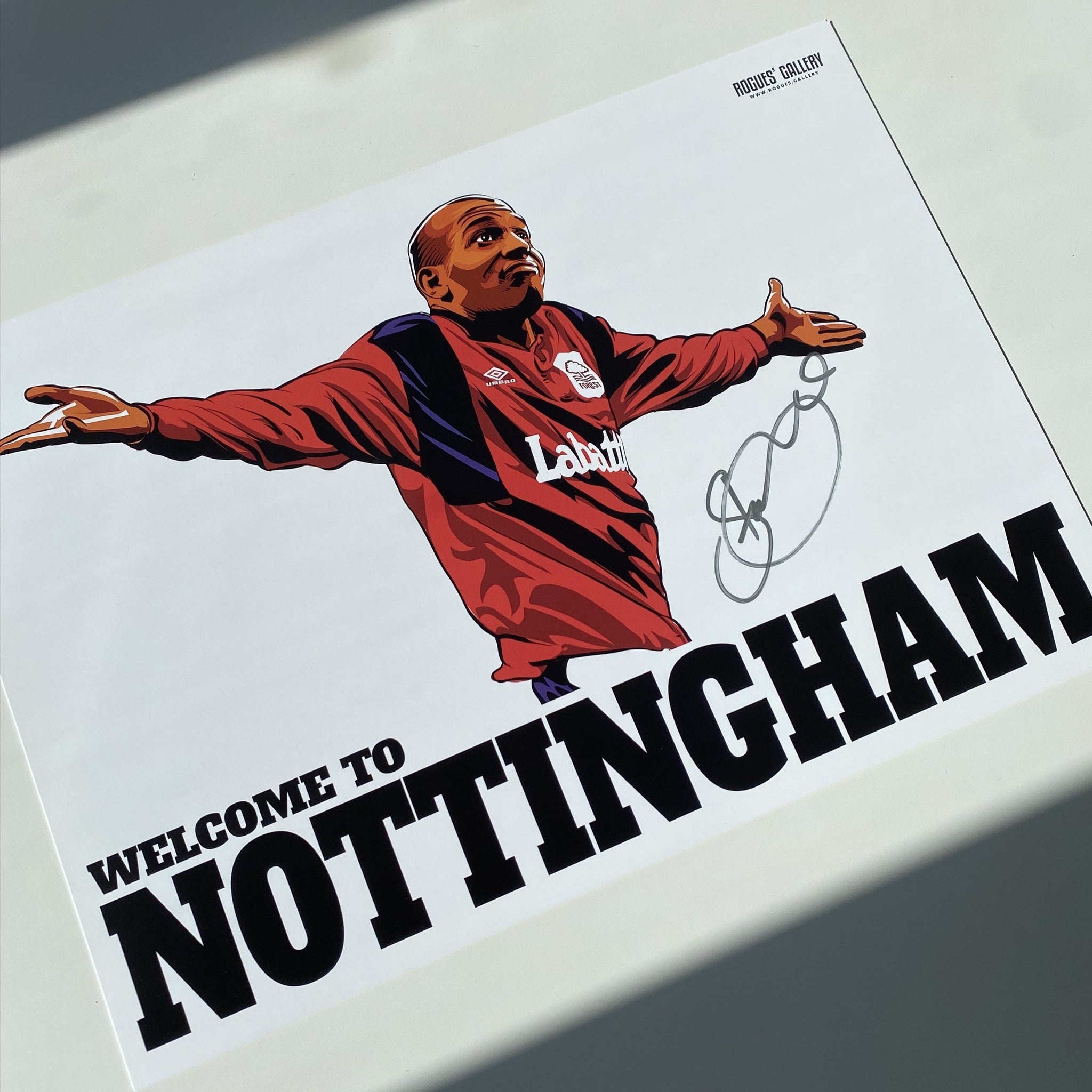 Stan Collymore Signed print Welcome To Nottingham A3