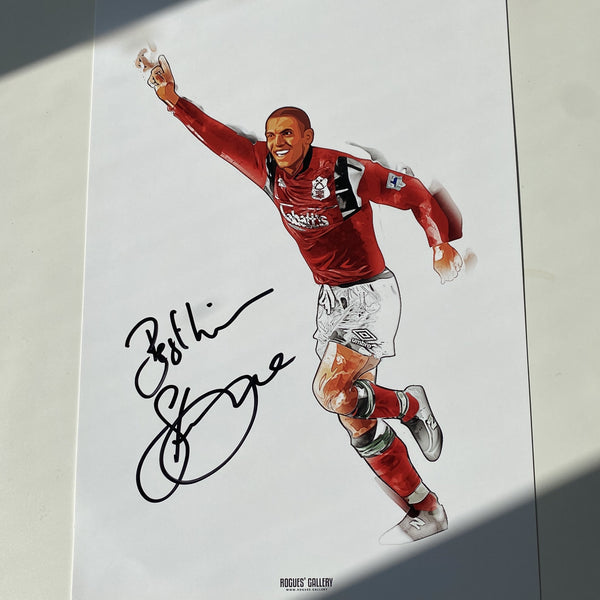 Stan Collymore Signed print Nottingham Forest  A3