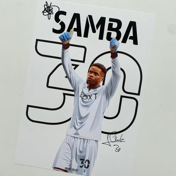 Brice Samba signed print Nottingham Forest