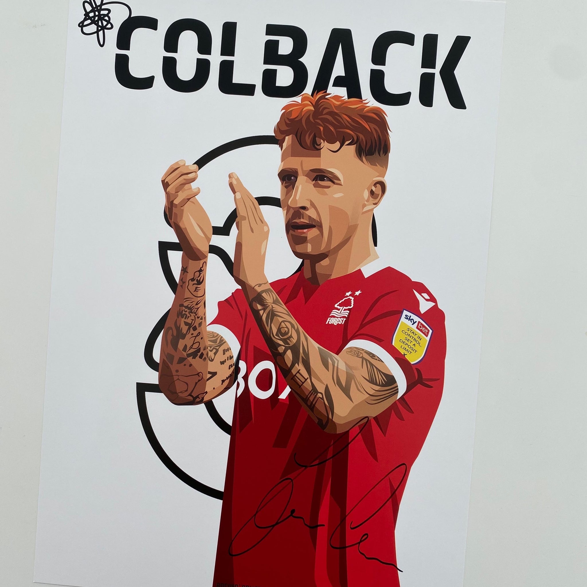 Jack Colback signed print Nottingham Forest