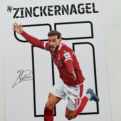 Philip Zinckernagel signed print Nottingham Forest