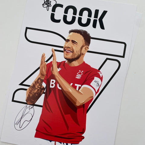 Steve Cook signed print Nottingham Forest