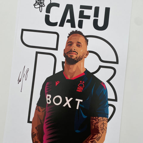 Cafu signed print Nottingham Forest