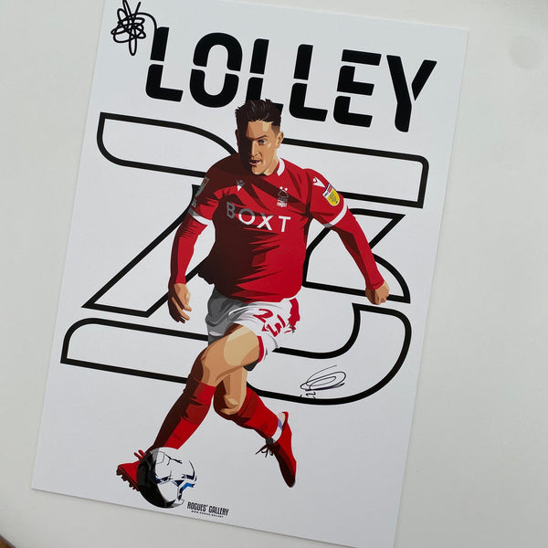 Joe Lolley signed print Nottingham Forest