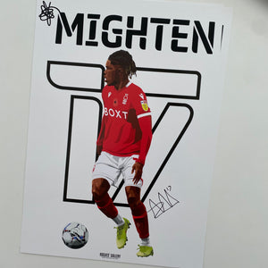 Alex Mighten signed print Nottingham Forest
