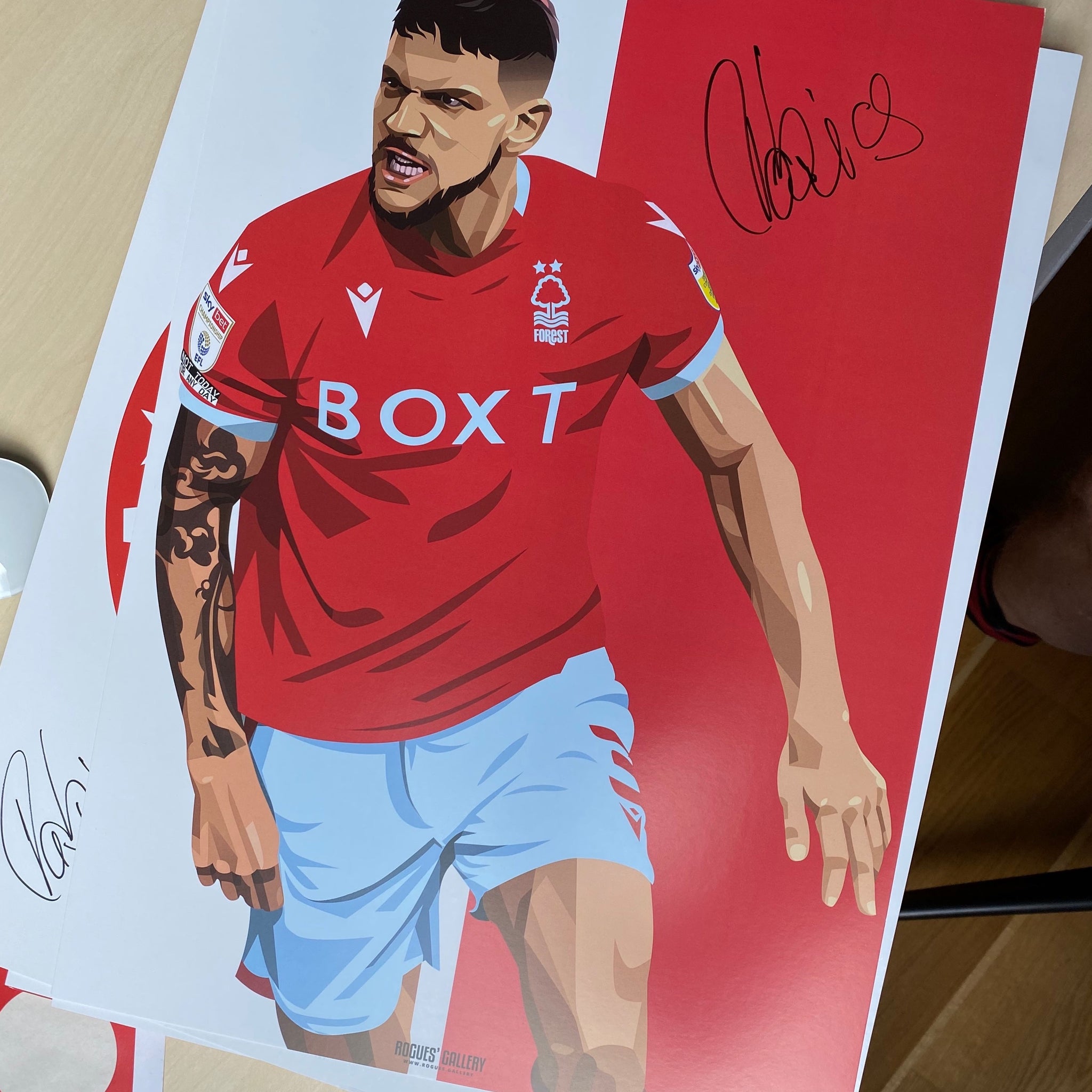 Tobias Figueiredo Nottingham Forest signed memorabilia A3 print