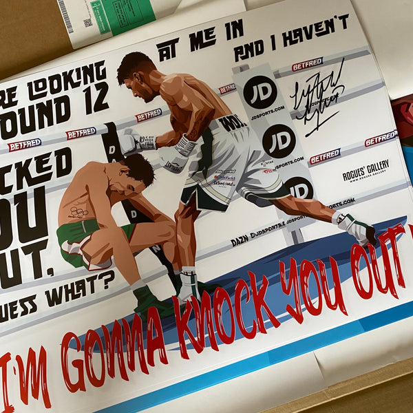 "Guess what? I'm gonna knock you out!" Leigh Wood, Nottingham's World Champion Boxer Quote 12th Round KO of Michael Conlan - Signed A2, A0, A1, A2 or A3 Prints