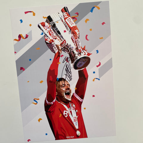 Joe Worrall signed print poster promotion trophy A3