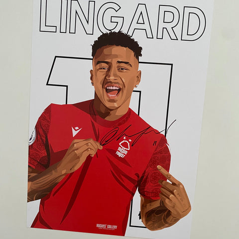 Jesse Lingard Nottingham Forest signed A3 print