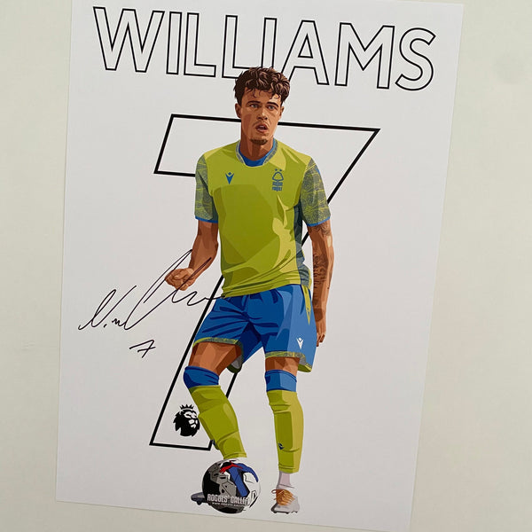Neco Williams signed A3 print Nottingham Forest 