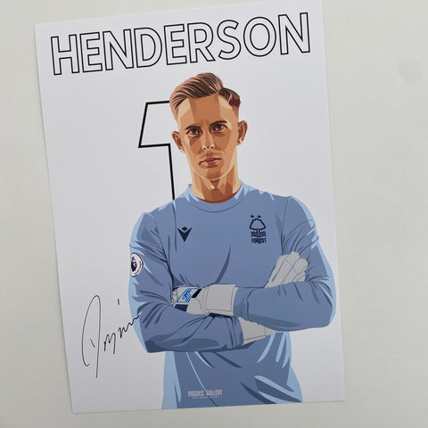 Signed Dean Henderson Nottingham Forest goalkeeper poster art