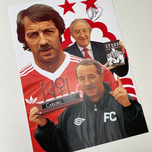 Frank Clark Nottingham Forest player chairman manager boss signed A3 print