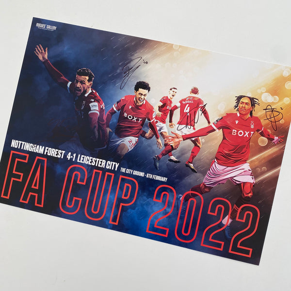 FA Cup 2022 - Nottingham Forest vs Leicester City - Signed A3 Print