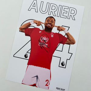 Serge Aurier Nottingham Forest signed A3 print full back celebration Wolves