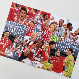 We're Back! - Nottingham Forest - Signed A3 Promotion Prints by Steve Cooper