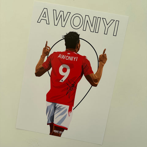 Signed Taiwo Awoniyi Nottingham Forest A3 print