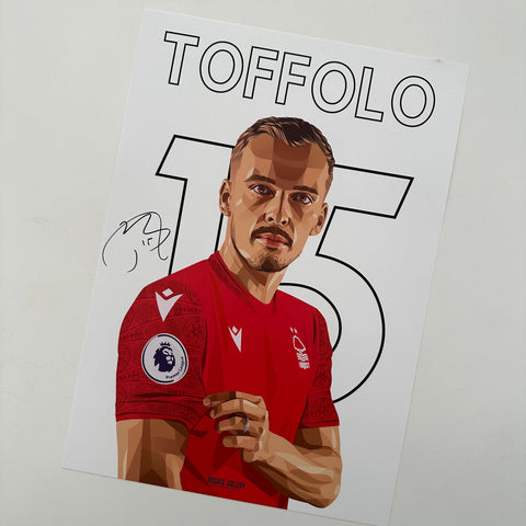 Harry Toffolo Nottingham Forest left back 15 signed A3 print