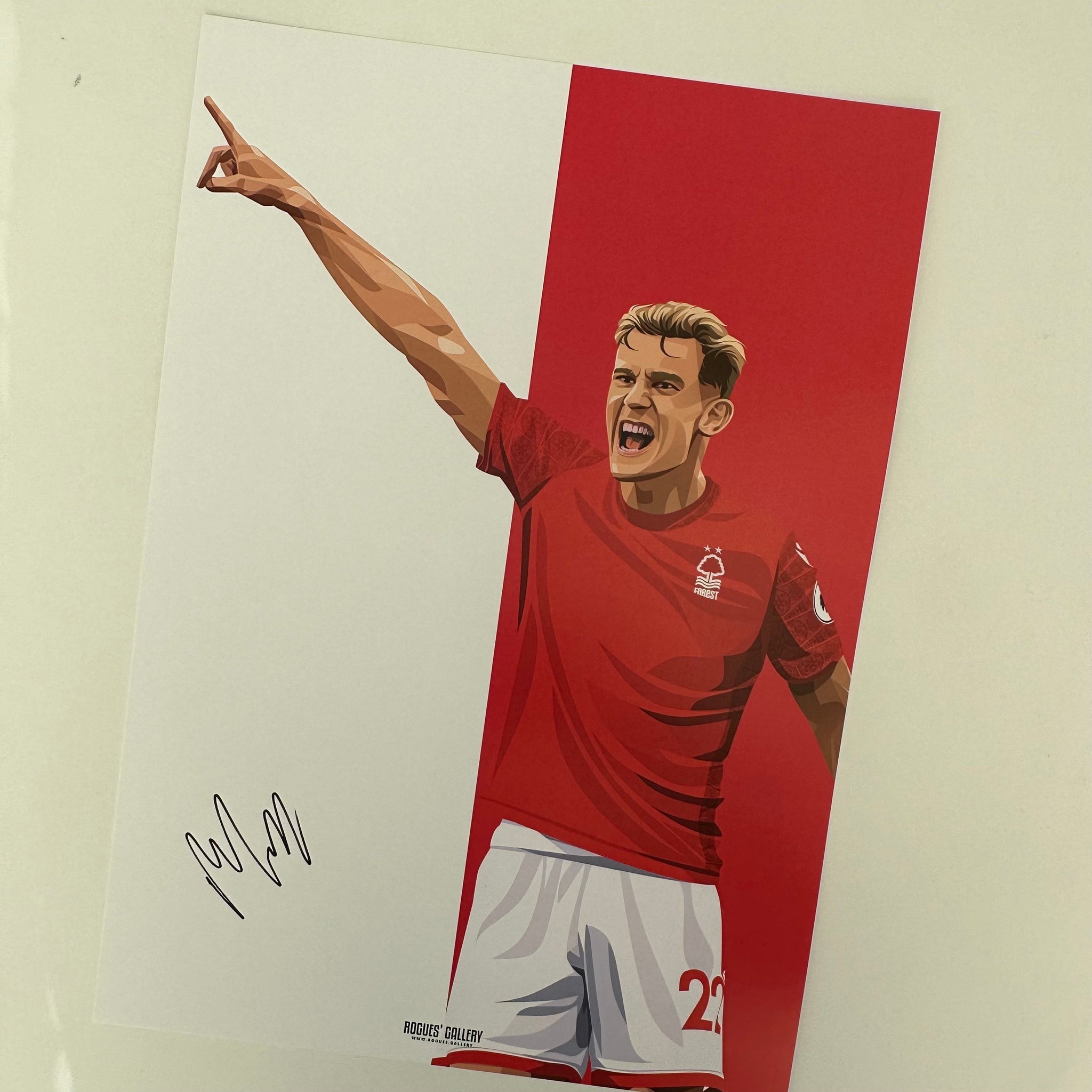 Ryan Yates Nottingham Forest red & white signed A3 print