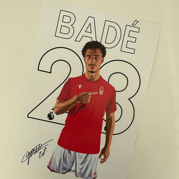 Loic Bade Nottingham Forest signed A3 print 28