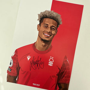 Lyle Taylor - Nottingham Forest - Signed A3 Red & White Prints