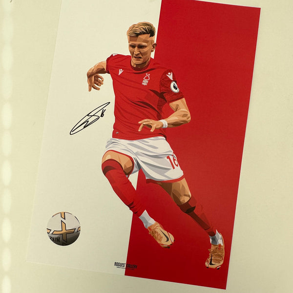 Sam Surridge Nottingham Forest signed print rare gift