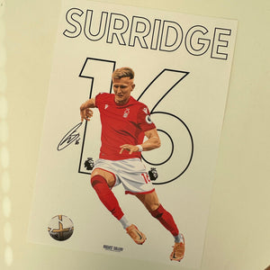 Sam Surridge Nottingham Forest signed A3 print
