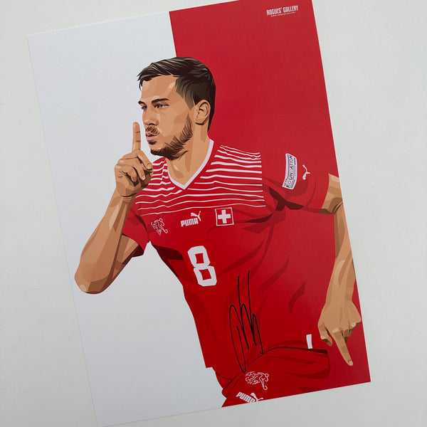 Remo Freuler Switzerland World Cup 2022 Qatar signed A3 print