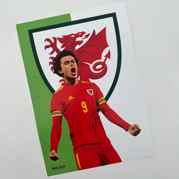 Brennan Johnson Wales World Cup 2022 signed A3 print Nottingham Forest