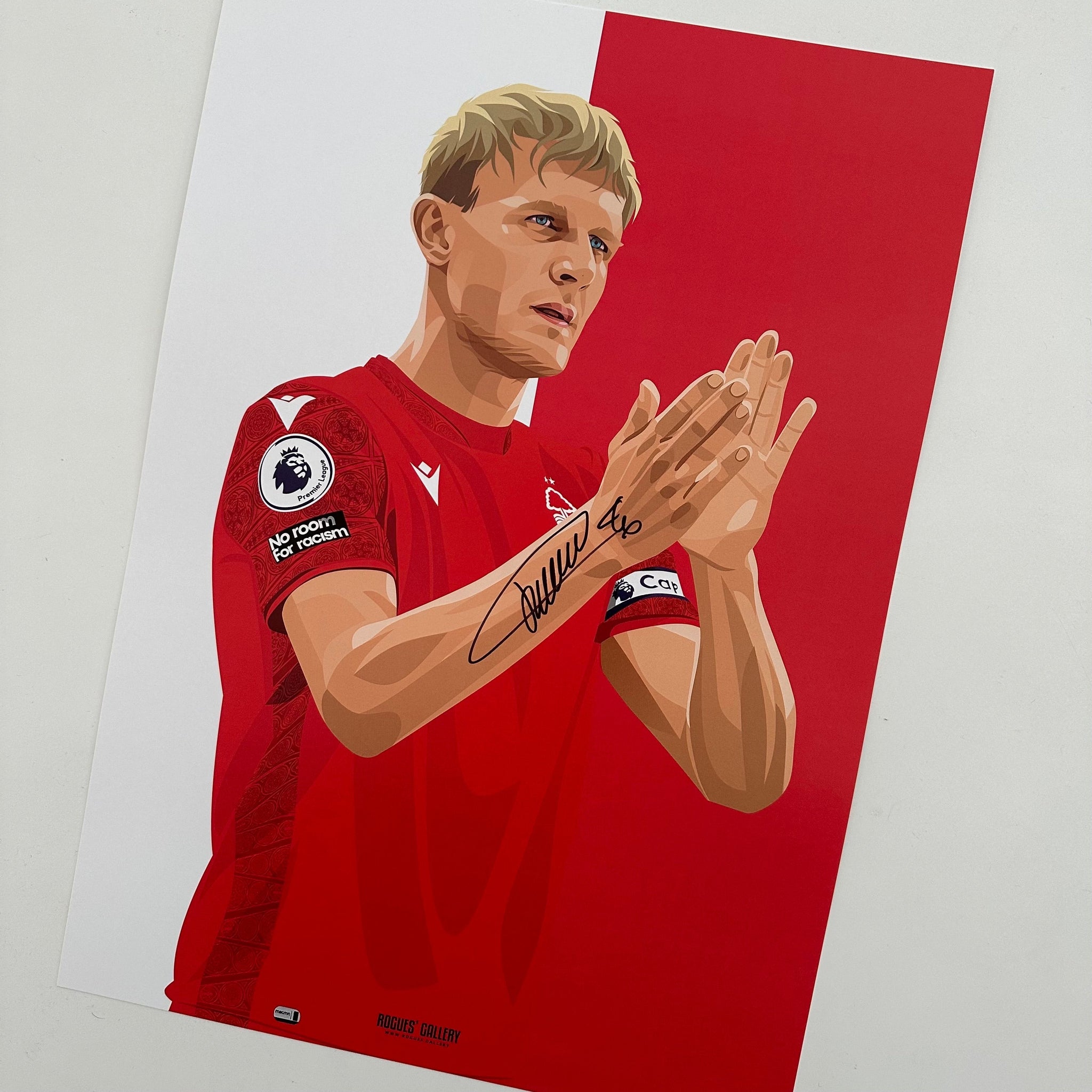 Joe Worrall Nottingham Forest club captain signed A3 print red white City Ground NFFC