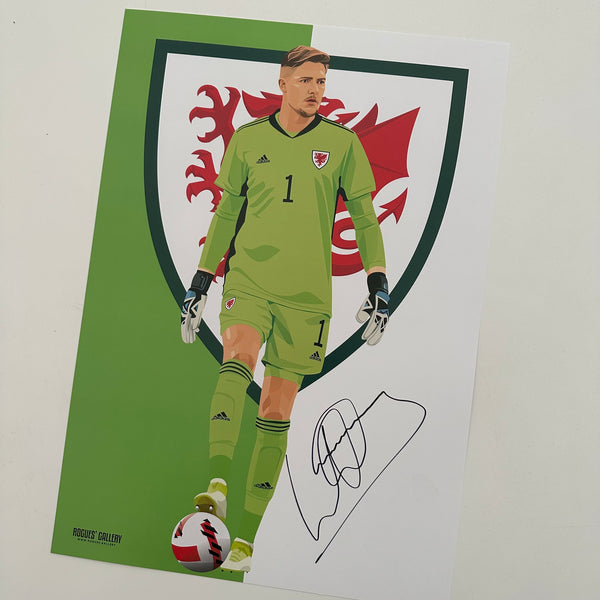 Wayne Hennessey Wales goalkeeper signed A3 Print World Cup 2022