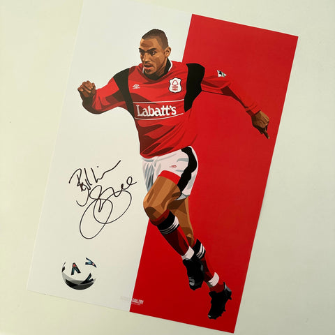 Stan Collymore Nottingham Forest striker signed A3 print legend 