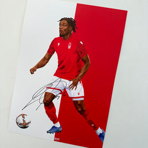 Loic Mbe Soh Nottingham Forest signed A3 print 