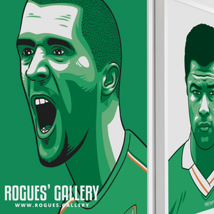 Roy Keane Robbie Keane Paul McGrath Republic of Ireland Flag 3 A3 print edit set