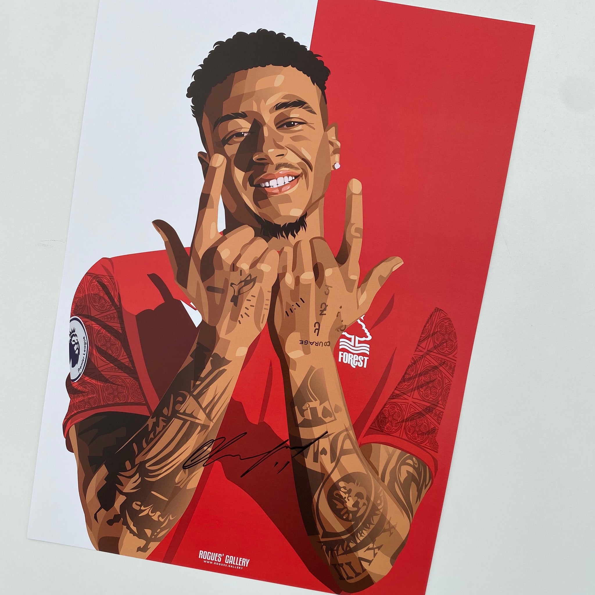 Jesse Lingard - Nottingham Forest - Signed A3 Red & White Prints