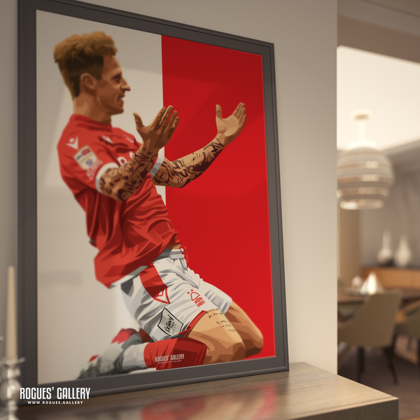 Jack Colback Nottingham Forest signed memorabilia poster midfield goal