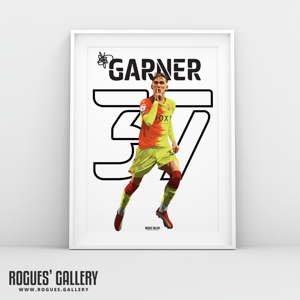 James Garner Nottingham Forest loan midfielder name and number 37 A3 print 