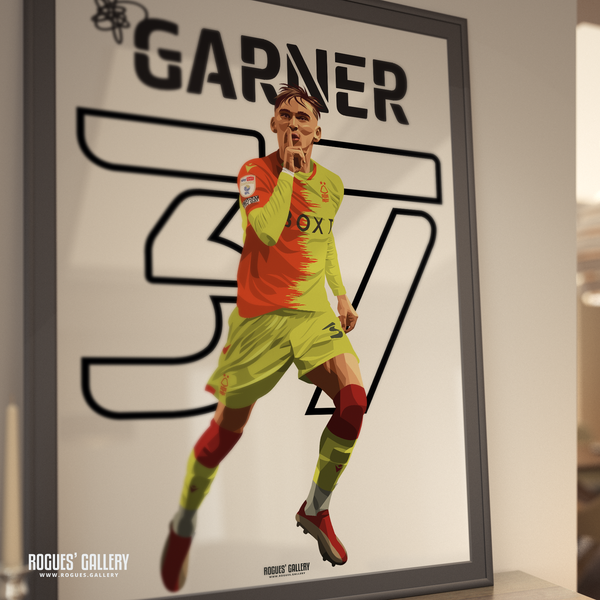 James Garner Nottingham Forest loan midfielder name and number 37 A0 print 