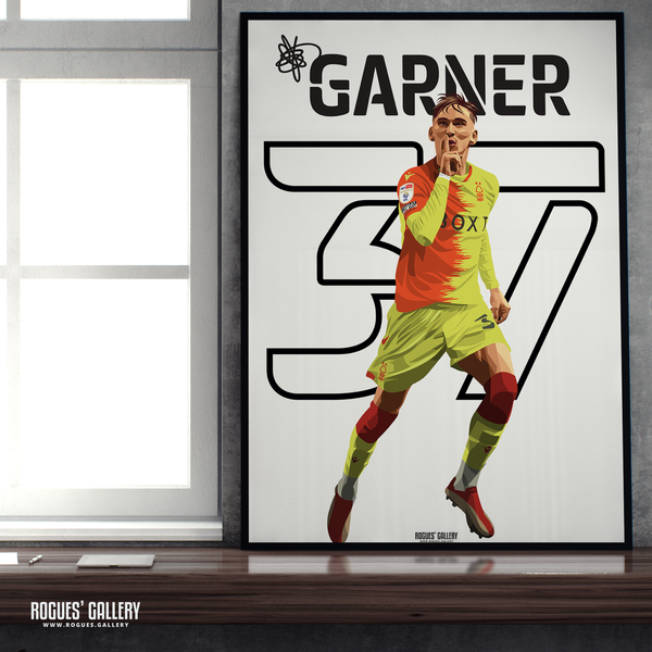 James Garner Nottingham Forest loan midfielder name and number 37 A2 print 