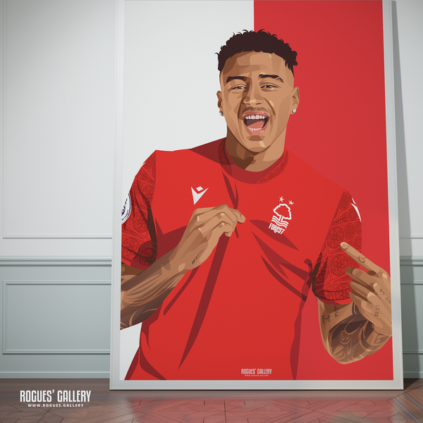 Jesse Lingard - Nottingham Forest - Signed A3 Red & White Prints