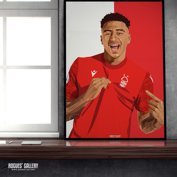 Jesse Lingard Nottingham Forest A2 print Red & white
