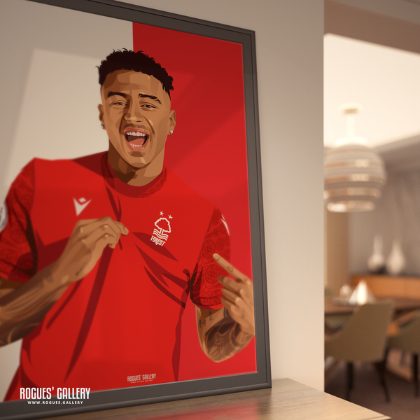 Jesse Lingard Nottingham Forest A0 print Red & white