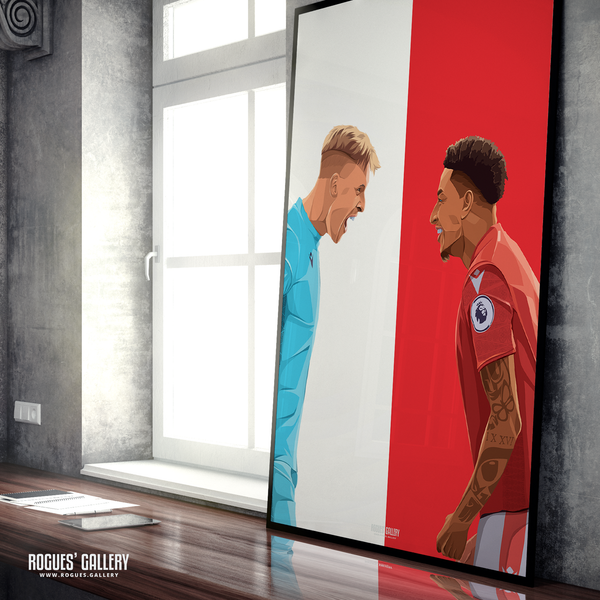 United In Victory - Dean Henderson & Jesse Lingard Celebrate Victory - Nottingham Forest - Signed A3 Red & White Prints