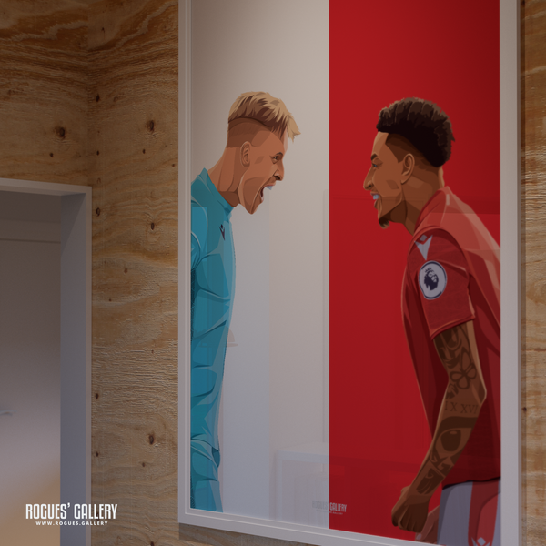 United In Victory - Dean Henderson & Jesse Lingard Celebrate Victory - Nottingham Forest - Signed A3 Red & White Prints