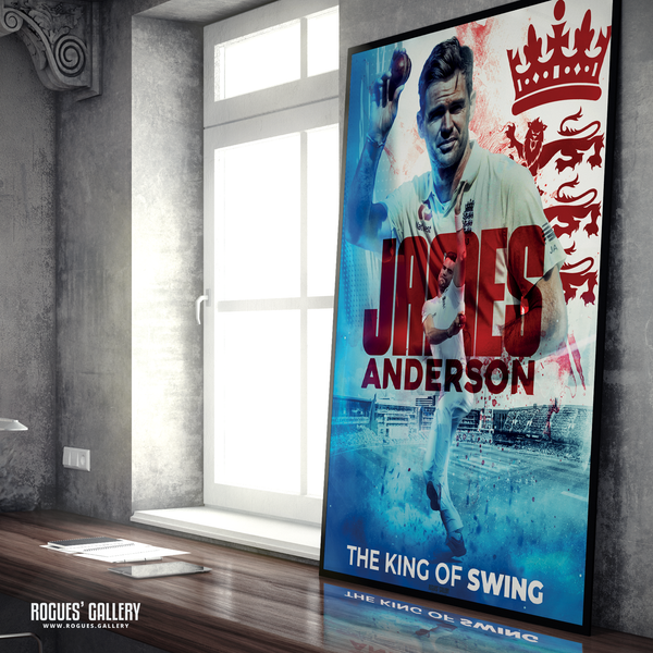 Jimmy Anderson - England Cricket Legend & The King of Swing Concept Poster (Two Versions) - A0, A1, A2 or A3 Prints