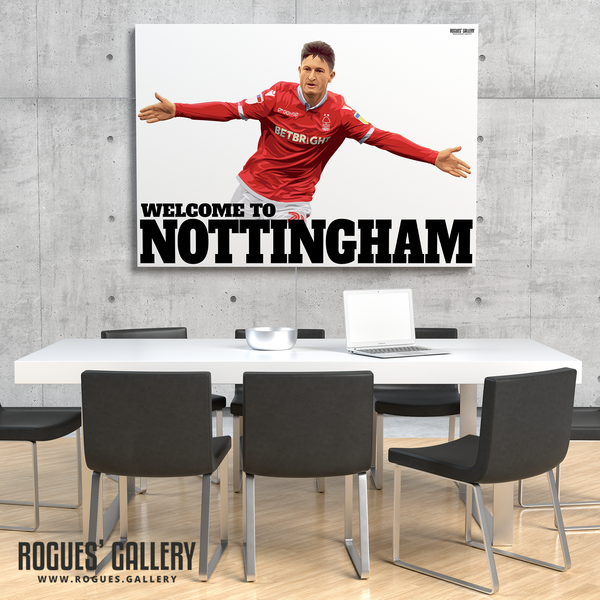 Joe Lolley Nottingham Forest Winger Welcome to Nottingham A1 art print ltd edition