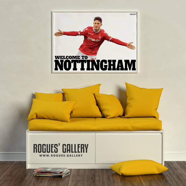 Joe Lolley Nottingham Forest Winger Welcome to Nottingham A1 art print ltd edition edit