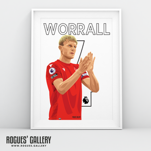 Joe Worrall Nottingham Forest club captain A3 print name number 4
