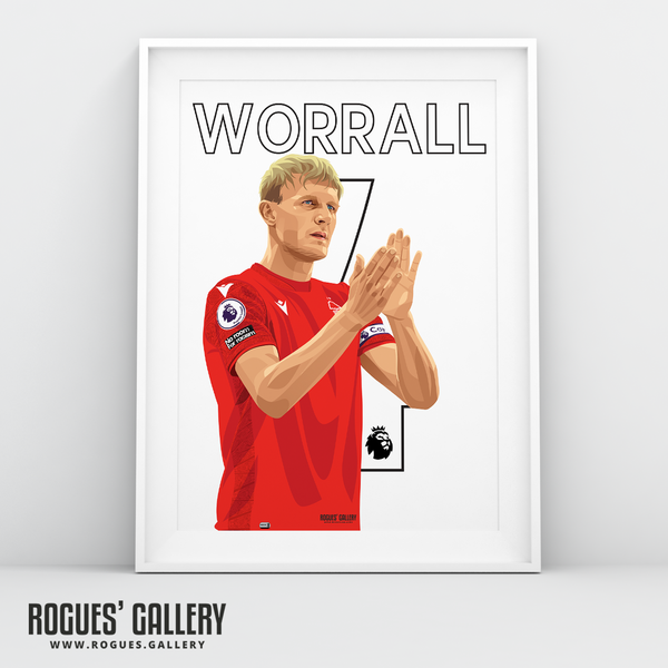 Joe Worrall Nottingham Forest club captain A3 print name number 4